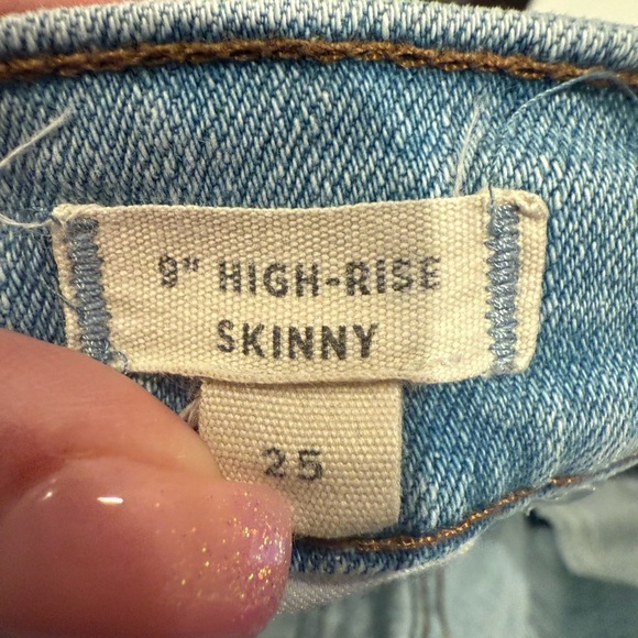 Madewell 9” High Rise Skinny Light Blue Jeans Button Front Size 25 - Picture 3 of 4